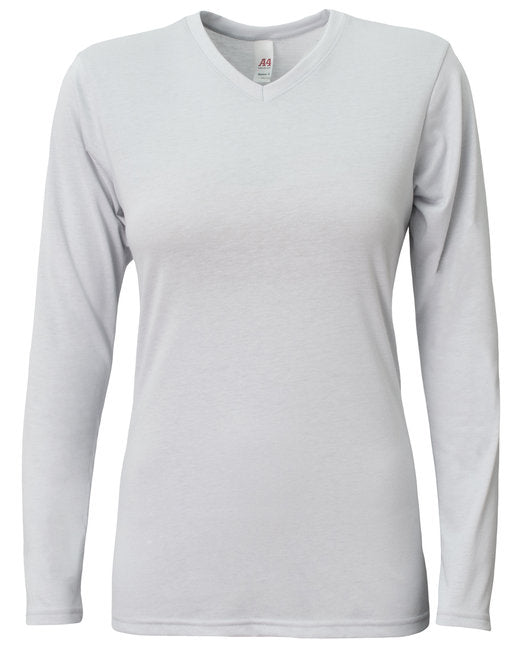 NW3029 A4 Ladies' Long-Sleeve Softek V-Neck T-Shirt