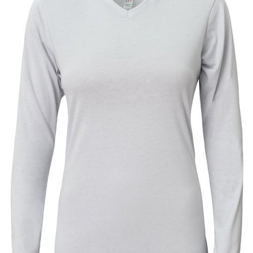 NW3029 A4 Ladies' Long-Sleeve Softek V-Neck T-Shirt