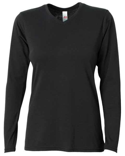 NW3029 A4 Ladies' Long-Sleeve Softek V-Neck T-Shirt