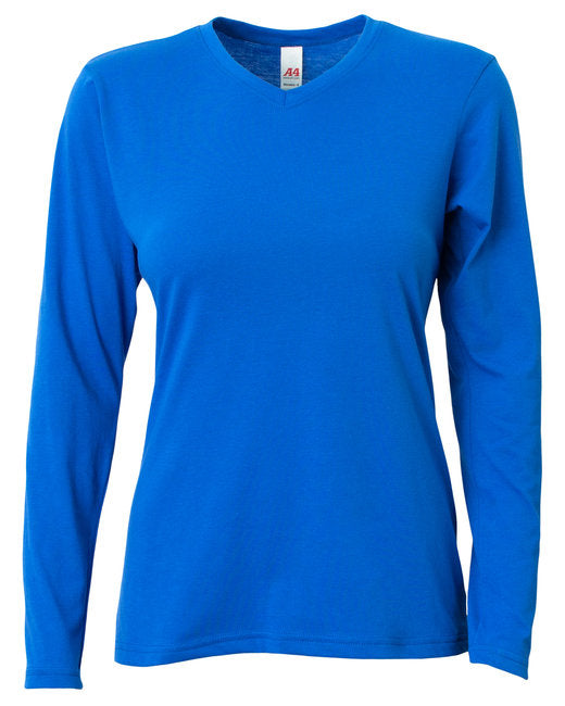 NW3029 A4 Ladies' Long-Sleeve Softek V-Neck T-Shirt