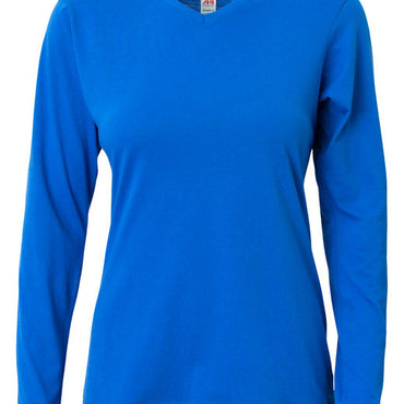 NW3029 A4 Ladies' Long-Sleeve Softek V-Neck T-Shirt