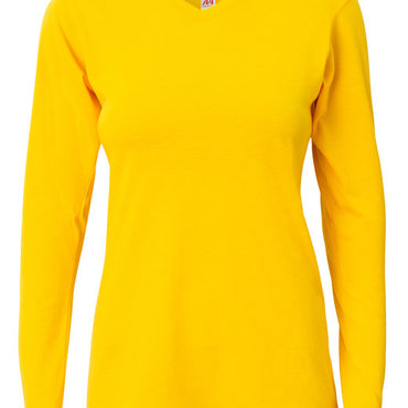 NW3029 A4 Ladies' Long-Sleeve Softek V-Neck T-Shirt