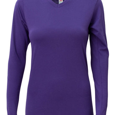 NW3029 A4 Ladies' Long-Sleeve Softek V-Neck T-Shirt