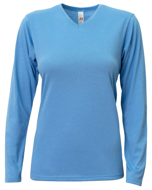 NW3029 A4 Ladies' Long-Sleeve Softek V-Neck T-Shirt