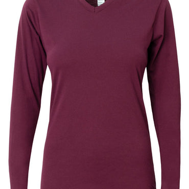 NW3029 A4 Ladies' Long-Sleeve Softek V-Neck T-Shirt