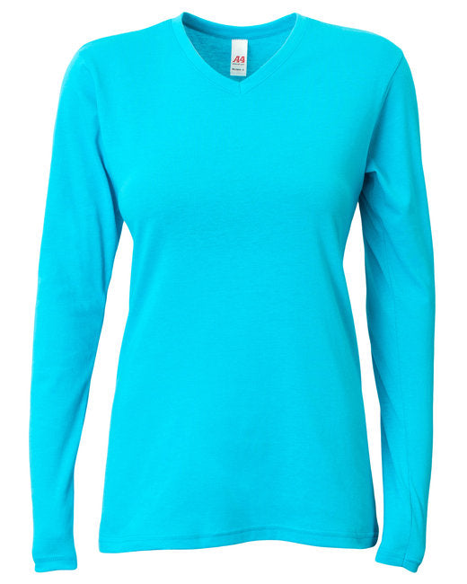 NW3029 A4 Ladies' Long-Sleeve Softek V-Neck T-Shirt