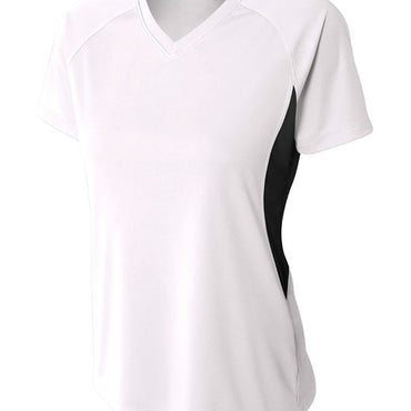 NW3223 A4 Ladies' Color Block Performance V-Neck T-Shirt