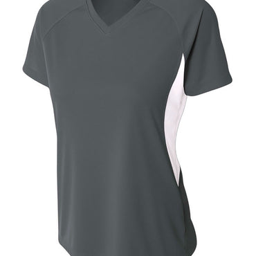 NW3223 A4 Ladies' Color Block Performance V-Neck T-Shirt