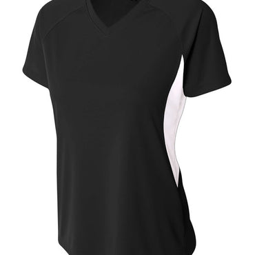 NW3223 A4 Ladies' Color Block Performance V-Neck T-Shirt