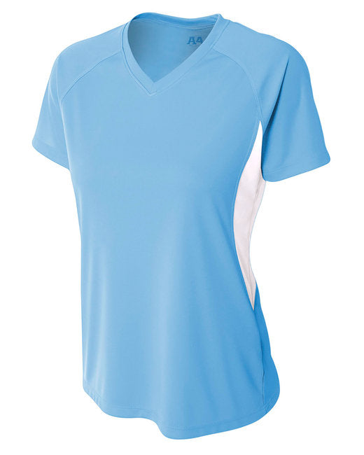 NW3223 A4 Ladies' Color Block Performance V-Neck T-Shirt