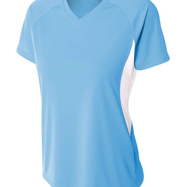 NW3223 A4 Ladies' Color Block Performance V-Neck T-Shirt