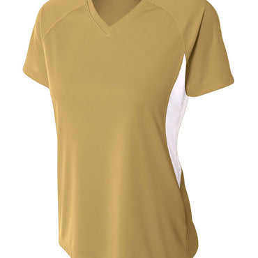 NW3223 A4 Ladies' Color Block Performance V-Neck T-Shirt