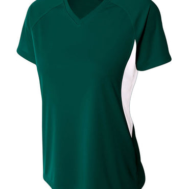 NW3223 A4 Ladies' Color Block Performance V-Neck T-Shirt