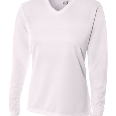 NW3255 A4 Ladies' Birds-Eye Mesh Long Sleeve V-Neck T-Shirt