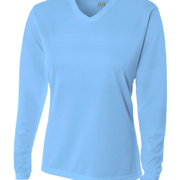 NW3255 A4 Ladies' Birds-Eye Mesh Long Sleeve V-Neck T-Shirt