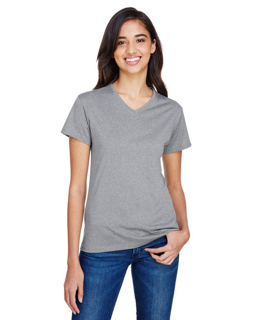 NW3381 A4 Ladies' Topflight Heather V-Neck T-Shirt