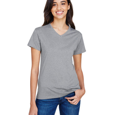 NW3381 A4 Ladies' Topflight Heather V-Neck T-Shirt