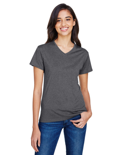 NW3381 A4 Ladies' Topflight Heather V-Neck T-Shirt