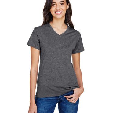 NW3381 A4 Ladies' Topflight Heather V-Neck T-Shirt