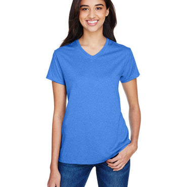 NW3381 A4 Ladies' Topflight Heather V-Neck T-Shirt