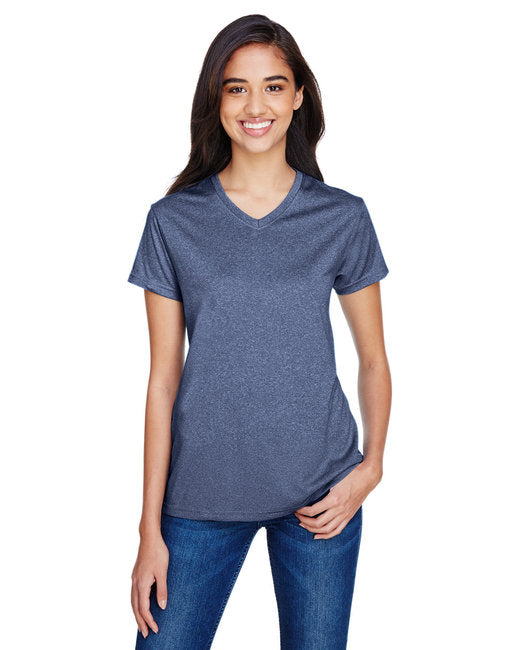 NW3381 A4 Ladies' Topflight Heather V-Neck T-Shirt