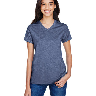 NW3381 A4 Ladies' Topflight Heather V-Neck T-Shirt