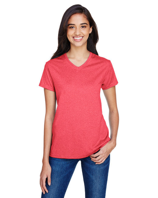 NW3381 A4 Ladies' Topflight Heather V-Neck T-Shirt