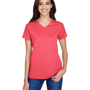 NW3381 A4 Ladies' Topflight Heather V-Neck T-Shirt