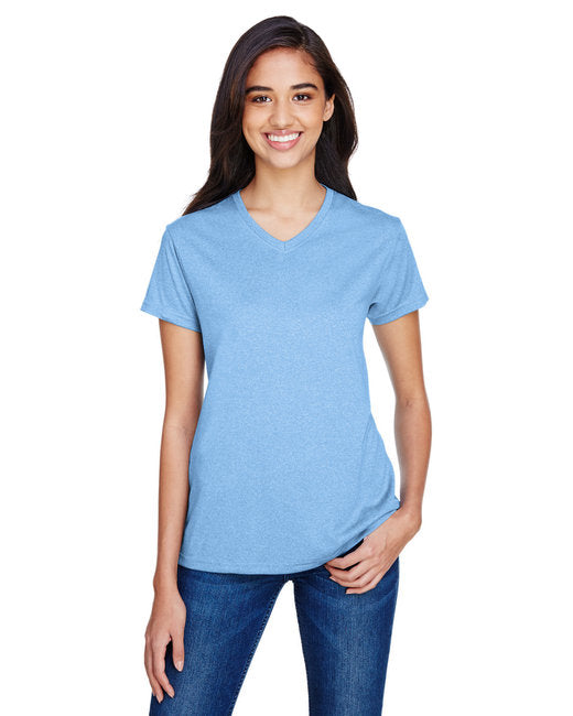 NW3381 A4 Ladies' Topflight Heather V-Neck T-Shirt