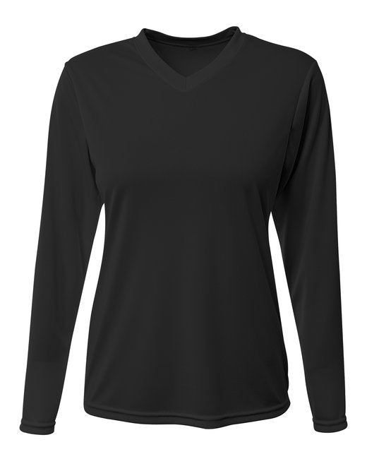 NW3425 A4 Ladies' Long-Sleeve Sprint V-Neck T-Shirt