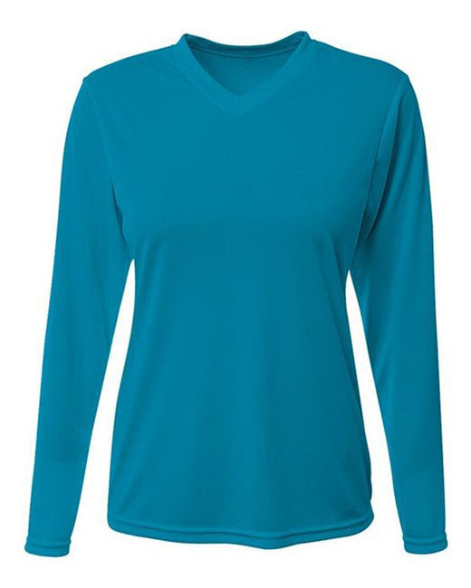 NW3425 A4 Ladies' Long-Sleeve Sprint V-Neck T-Shirt