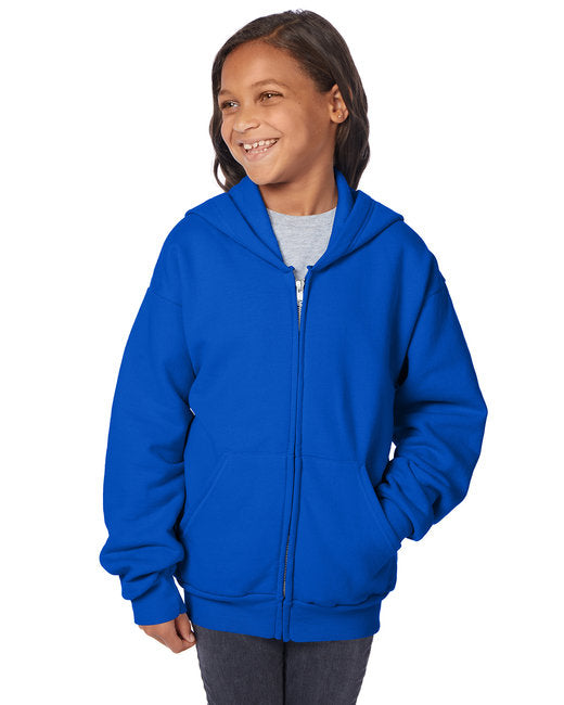 P480 Hanes Youth 7.8 oz. EcoSmart® 50/50 Full-Zip Hooded Sweatshirt