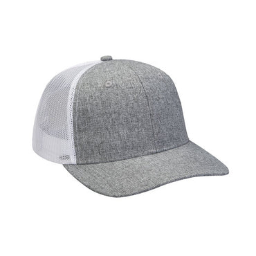 PV102 Adams Heather Woven/Soft Mesh Trucker Style Cap