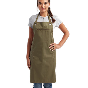 RP121 Artisan Collection by Reprime Unisex ‘Barley’ Contrast Stitch Sustainable Bib Apron