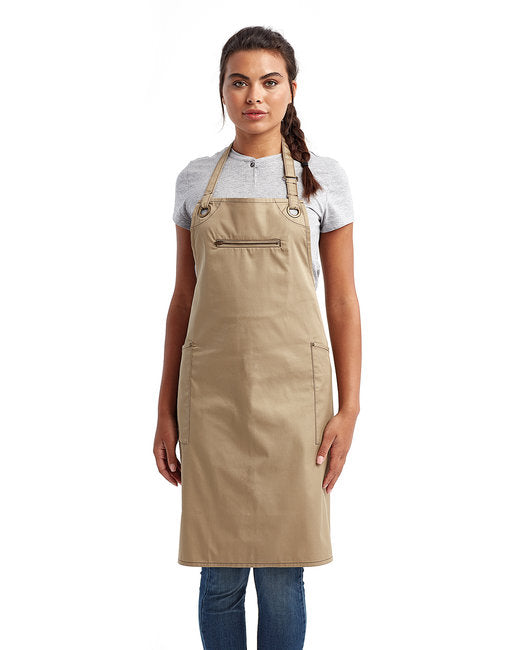 RP121 Artisan Collection by Reprime Unisex ‘Barley’ Contrast Stitch Sustainable Bib Apron