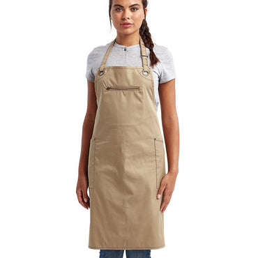 RP121 Artisan Collection by Reprime Unisex ‘Barley’ Contrast Stitch Sustainable Bib Apron