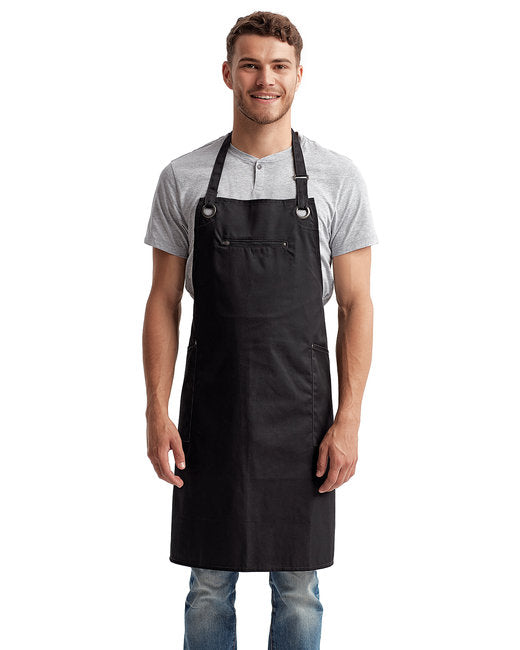 RP121 Artisan Collection by Reprime Unisex ‘Barley’ Contrast Stitch Sustainable Bib Apron