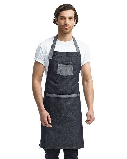 RP127 Artisan Collection by Reprime Unisex Domain Contrast Denim Bib Apron