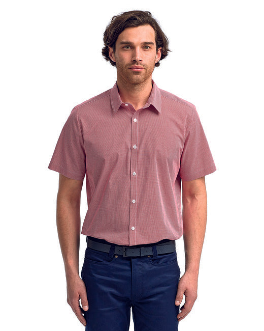 RP221 Artisan Collection by Reprime Mens Microcheck Gingham Short-Sleeve Cotton Shirt