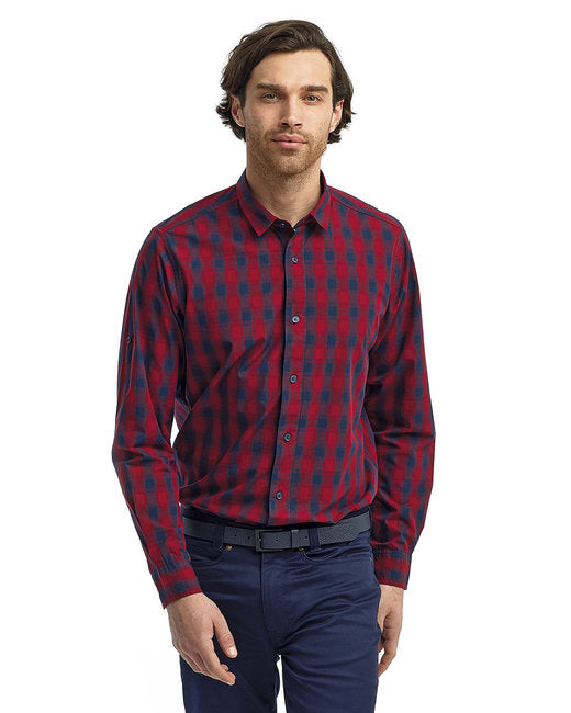 RP250 Artisan Collection by Reprime Men's Mulligan Check Long-Sleeve Cotton Shirt