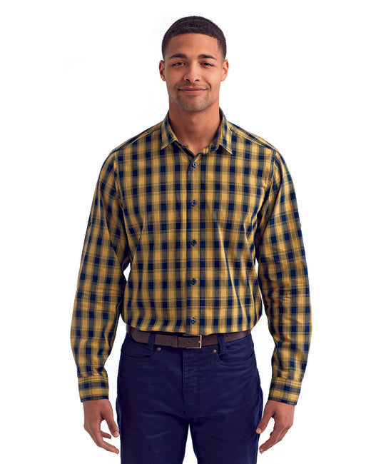 RP250 Artisan Collection by Reprime Men's Mulligan Check Long-Sleeve Cotton Shirt