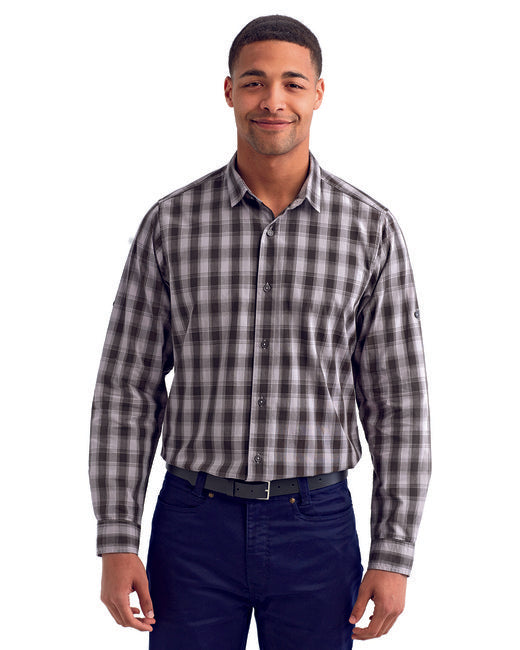 RP250 Artisan Collection by Reprime Men's Mulligan Check Long-Sleeve Cotton Shirt