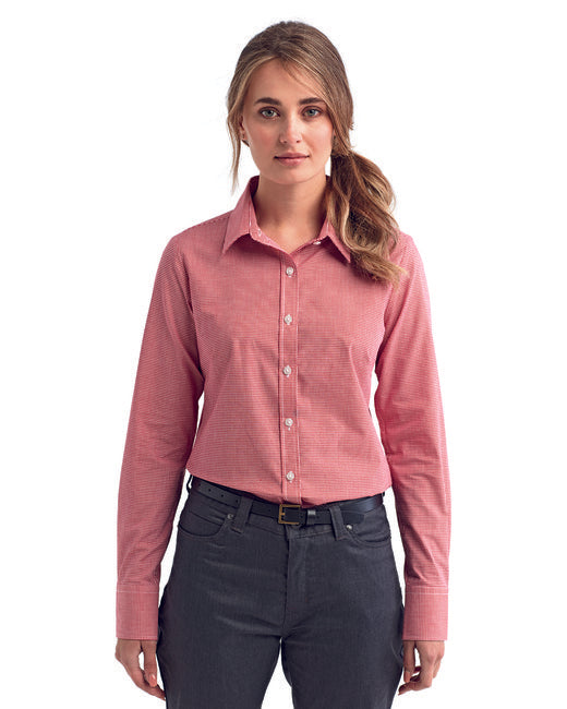 RP320 Artisan Collection by Reprime Ladies' Microcheck Gingham Long-Sleeve Cotton Shirt