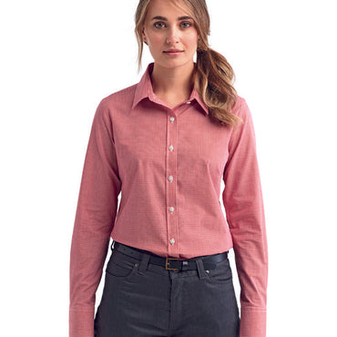 RP320 Artisan Collection by Reprime Ladies' Microcheck Gingham Long-Sleeve Cotton Shirt