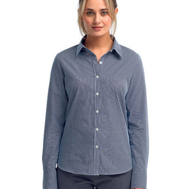 RP320 Artisan Collection by Reprime Ladies' Microcheck Gingham Long-Sleeve Cotton Shirt