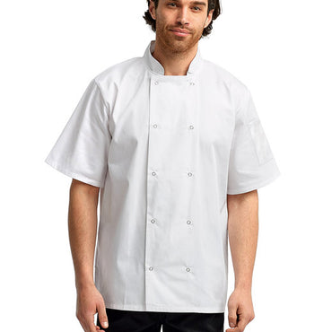 RP664 Artisan Collection by Reprime Unisex Studded Front Short-Sleeve Chef's Jacket