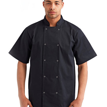 RP664 Artisan Collection by Reprime Unisex Studded Front Short-Sleeve Chef's Jacket