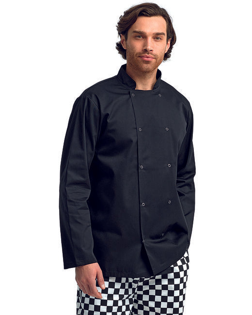 RP665 Artisan Collection by Reprime Unisex Studded Front Long-Sleeve Chef's Jacket