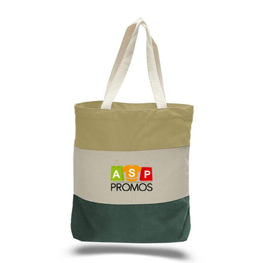 Q-Tees Canvas Tri Color Professional Tote Bag with Bottom Gu