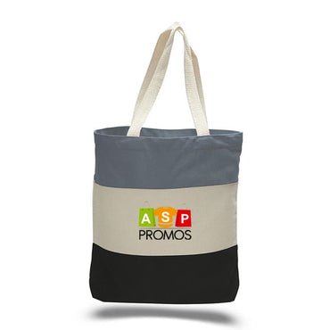 Q-Tees Canvas Tri Color Professional Tote Bag with Bottom Gu